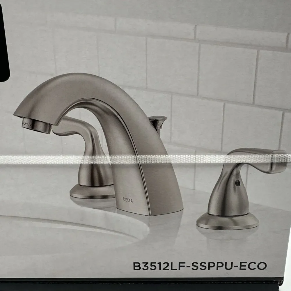DELTA Foundations 2-Handle Widespread Bathroom Sink Faucet B3512LF-SSPPU-ECO